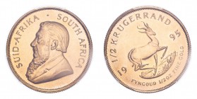 SOUTH AFRICA. Republic, 1961-. Gold Half Krugerrand 1995, Pretoria. 16.97 g. Calendar year mintage 10,417. KM-107. In US plastic holder, graded PCGS M...
