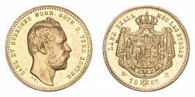 SWEDEN. Karl XV, 1859-72. Gold Ducat 1863, Stockholm. 3.49 g. SM-4; Fr-91; Schl-91.1. AEF.