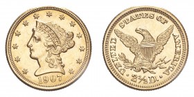 UNITED STATES. Coronet head, 1840-1907. Gold 2 1/2 Dollars 1907, Philadelphia. 4.18 g. UNC.