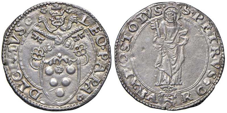 Ancona. Leone X (1513-1521). Mezzo giulio AG gr. 1,85. Muntoni 81. Berman 676. D...