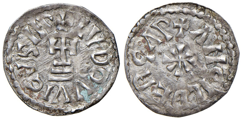 Benevento. Ludovico II e Angilberga (870-871). Denaro AG gr. 0,82. CNI 42/47. MI...