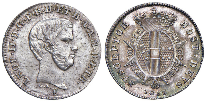 Firenze. Leopoldo II di Lorena (1824-1859). Mezzo paolo 1853 AG. Pagani 158. MIR...