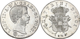 Firenze. Leopoldo II di Lorena (1824-1859). Da 10 quattrini 1858 AG. Pagani 167. MIR 461. In slab Classical Coin Grading MS 66 cert. n. AB320316. Cons...