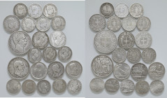 Savoia. Lotto di ventidue monete. Vittorio Emanuele II re d’Italia (1861-1878). Da 2 lire 1863 Napoli AG. Lira 1863 Milano (6) AG. Umberto I re d’Ital...