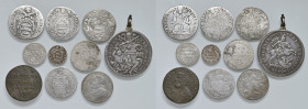 Stato Pontificio. Lotto di dieci monete. Paolo IV (1555-1559). Giulio (Roma) AG. MIR 1026/6. Testone 1557 (Ancona) AG. MIR 1031/4. Giulio (Ancona) AG....