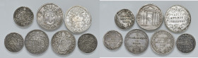 Stato Pontificio. Lotto di sette monete. Innocenzo XI (1676-1689). Grosso 1686 AG. MIR 2037/10. Innocenzo XII (1691-1700). Giulio anno santo 1700 AG. ...
