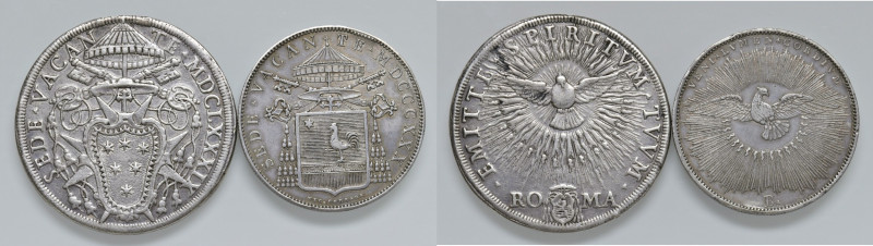 Stato Pontificio. Lotto di due monete. Sede Vacante 1689. Piastra 1689 AG (tracc...