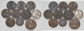 Stato Pontificio. Lotto di dieci medaglie. Pio IX (1846-1878). Medaglia anno VII/1853 AE gr. 38,48 diam. 43 mm. Medaglia anno XV (1860) AE gr. 34,30 d...