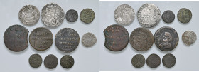 Zecche marchigiane. Lotto di undici monete. Ancona. Paolo IV (1555-1559). Giulio AG. Gregorio XIII (1572-1585). Testone AG. Quattrino MI. Ascoli. Ales...