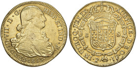 Colombia. Ferdinando VII (1808-1821). Da 8 escudos 1813 (Popayan; sigle J-F) AV gr. 26,86. Friedberg 61. Graffietti, altrimenti BB