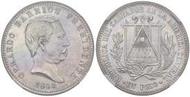 El Salvador. Repubblica (1841-). Peso 1861 (riconio del 1971) San Salvador. KM X5c. In slab NGC PF 64+ (restrike) cert. n. 6632130-001. Fondi specular...