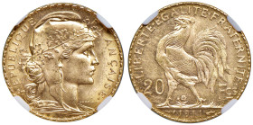 Francia. Terza Repubblica (1870-1940). Da 20 franchi 1911 Parigi AV. Varesi 526. Le Franc F535/5. Friedberg 597. In slab Classical Coin Grading MS 61 ...