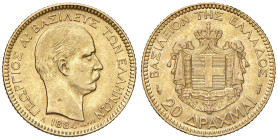Grecia. Giorgio I (1863-1913). Da 20 dracme 1884 A – Parigi AV. Varesi 542. Friedberg 18. q.SPL