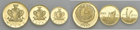 Malta. Repubblica (1964-). Serie 1974 composta da 3 valori: da 50, 20 e 10 lire maltesi AV. Friedberg 55, 56, 57. FDC