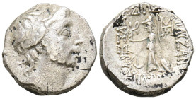 REINO DE CAPADOCIA, Ariobarzanes I Philoromaeus. Dracma. (Ar. 3,80g/15mm). 66-65 a.C. Eusebia. (Simonetta 44.3d). Anv: Cabeza laureada de Ariobarzanes...