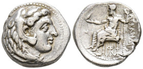 REINO DE MACEDONIA, Alejandro III el Grande. Dracma. (Ar. 4,19g/16mm). 323-317 a.C. Babilonia. (Price 3604). Anv: Cabeza de Heracles con piel de león ...