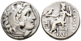 REYES DE MACEDONIA, Antigonos I Monophthalmos. Dracma. (Ar. 3,99g/16mm). 306-301 a.C. Kolophon. (Price 1777). Anv: Cabeza de Herakles con piel de león...