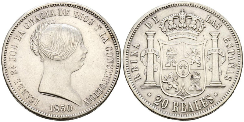 ISABEL II (1833-1868). 20 Reales. (Ar. 26,01g/37mm). 1850. Madrid. (Cal-2019-592...