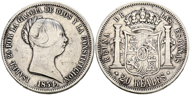 ISABEL II (1833-1868). 20 Reales. (Ar. 25,61g/37mm). 1854. Madrid. (Cal-2019-596...