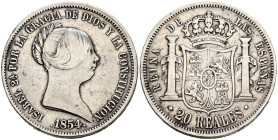 ISABEL II (1833-1868). 20 Reales. (Ar. 25,61g/37mm). 1854. Madrid. (Cal-2019-596). MBC.