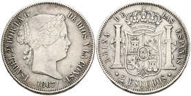 ISABEL II (1833-1868). 2 Escudos. (Ar. 25,55g/37mm). 1867. Madrid. (Cal-2019-647). MBC.