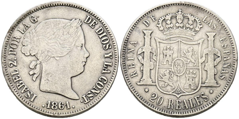 ISABEL II (1833-1868). 20 Reales. (Ar. 25,65g/37mm). 1861. Sevilla. (Cal-2019-64...