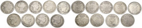 ISABEL II (1833-1868). Conjunto de 9 monedas de plata de diferentes valores (todas con módulo de 23 mm) y fechas. Ninguna pieza repetida. Diferentes e...