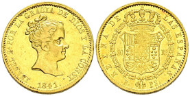 ISABEL II (1833-1868). 80 Reales. (Au. 6,72g/21mm). 1841. Barcelona PS. (Cal-2019-707).  MBC+.