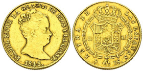 ISABEL II (1833-1868). 80 Reales. (Au 6,65g/21mm). 1845. Barcelona PS. (Cal-2019-713). MBC.