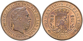 CARLOS VII (1868-1909). 10 Céntimos. (Ae. 10,01g/30mm). 1875. Oñate. (Cal-2019-5). EBC-. Bonita pieza.