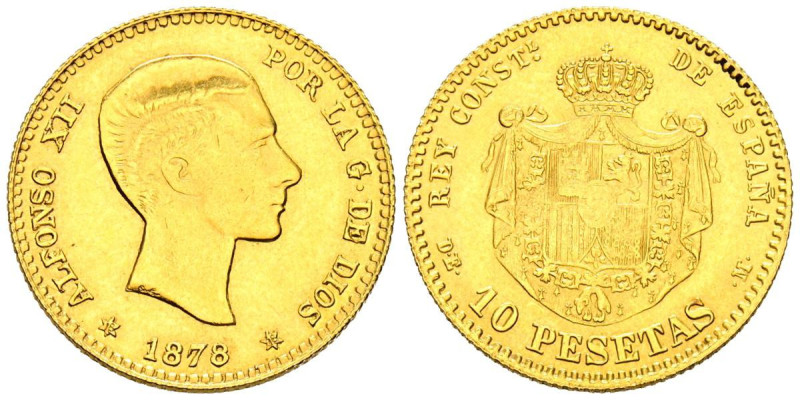 ALFONSO XII (1874-1885). 10 Pesetas. (Au. 3,19g /19mm). 1878. *18-78 . Madrid EM...