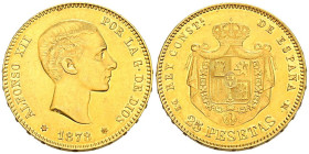 ALFONSO XII (1874-1885). 25 Pesetas. (Au. 8,04g/24mm). 1878 *18-78. Madrid DEM. (Cal-2019-70). EBC. 