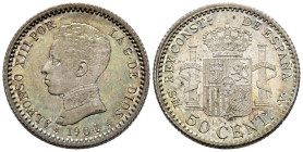 ALFONSO XIII (1885-1931). 50 Céntimos. (Ar. 2,50g/18mm). 1904 *0-4. Madrid SMV. (Cal-2019-38). EBC+.