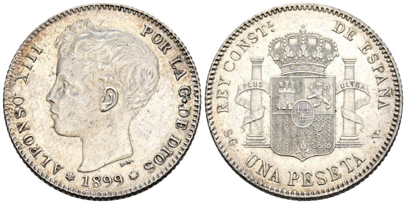 ALFONSO XIII (1885-1931). 1 Peseta. (Ar. 4,88g/23mm). 1899 *18-99. Madrid SGV. (...