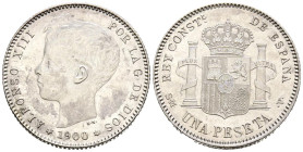 ALFONSO XIII (1885-1931). 1 Peseta (Ar. 5,03g/23mm). 1900 *19-00. Madrid SMV. (Cal-2019-59). SC-. Leves rayitas en anverso.