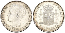 ALFONSO XIII (1885-1931). 1 Peseta. (Ar. 5,06g/23mm). 1900 *19-00. Madrid SMV. (Cal-2019-59). EBC+.
