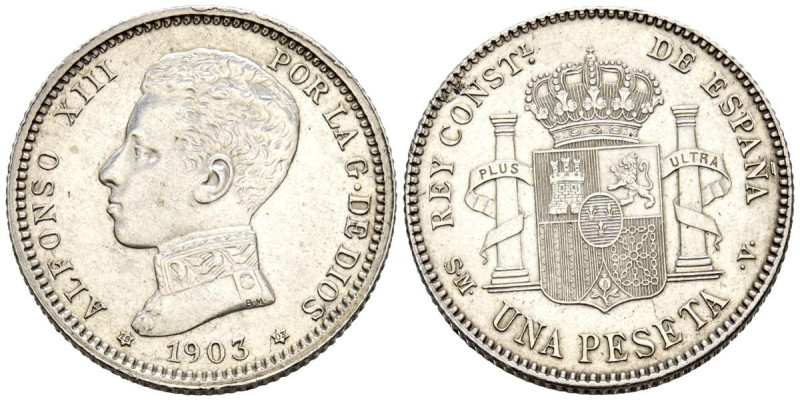 ALFONSO XIII (1885-1931). 1 Peseta. (Ar. 5,01g/23mm). 1903 *19-03. Madrid SMV. (...