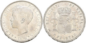ALFONSO XIII (1885-1931). 5 Pesetas. (Ar. 25,07g/37mm). 1898 *18-98. Madrid SGV. (Cal-2019-109). MBC+.