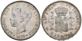 ALFONSO XIII (1885-1931). 5 Pesetas. (Ar. 25,13g/37mm). 1899 *18-99. Madrid SGV. (Cal-2019-110). EBC.