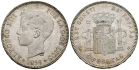 ALFONSO XIII (1885-1931). 5 Pesetas. (Ar. 25,14g/37mm). 1899 *18-99. Madrid SGV. (Cal-2019-110). EBC-.