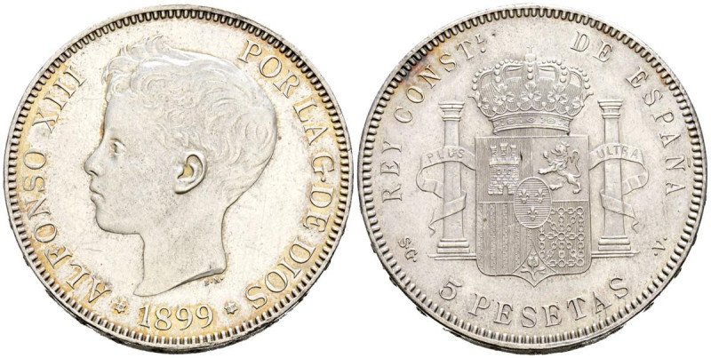 ALFONSO XIII (1885-1931). 5 Pesetas. (Ar. 25,06g/37mm). 1898 *18-98. Madrid SGV....
