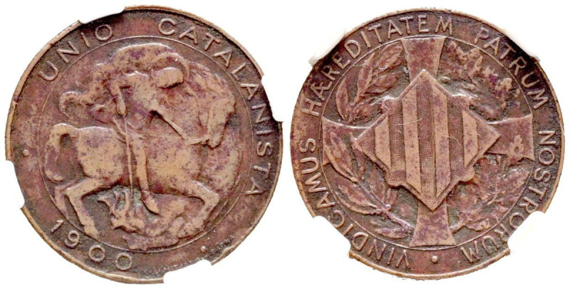 ALFONSO XIII (1885-1931). 5 Céntimos. (Ae. 5,00g/24mm). 1900. Barcelona (Unión C...