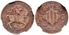 ALFONSO XIII (1885-1931). 5 Céntimos. (Ae. 5,00g/24mm). 1900. Barcelona (Unión Catalanista). (Cal-2019-132). Encapsulada por NCV. VF 25. *Peso y medid...