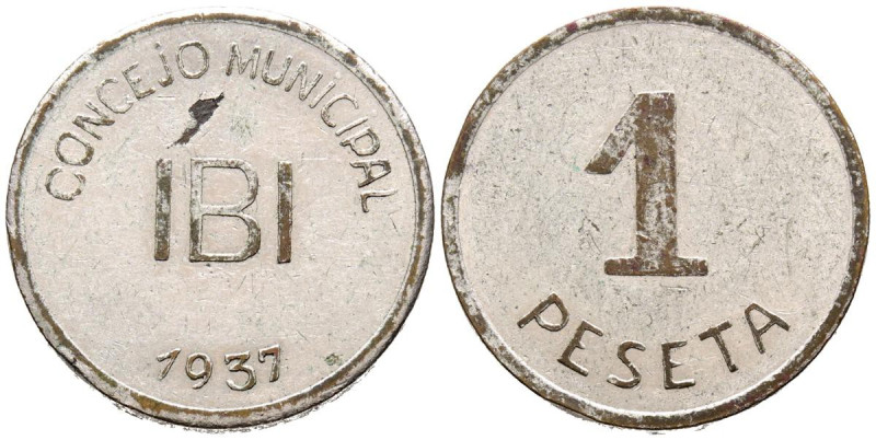IBI (Alicante). 25 Céntimos (Ae.Ni 5,84g/24mm). 1937. (Cal-2019-19). MBC-. Escas...