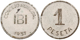 IBI (Alicante). 25 Céntimos (Ae.Ni 5,84g/24mm). 1937. (Cal-2019-19). MBC-. Escasa.