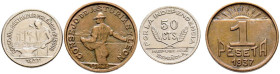 CONSEJO DE ASTURIAS Y LEÓN. 50 Céntimos y 1 Peseta. 1937. Diferentes estados de conservación. A EXAMINAR.