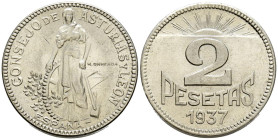 CONSEJO DE ASTURIAS Y LEÓN (1936-1939). 2 Pesetas (Cu-Ni. 8,11g/27mm). 1937. (Cal-2019-10). EBC.