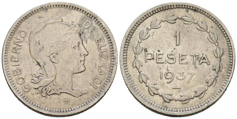 GUERRA CIVIL, Euzkadi. 2 Pesetas. (Ni. 4,11g/22mm). 1937. (Cal-14). MBC.