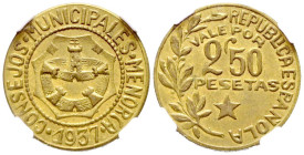 GUERRA CIVIL (1936-1939). Menorca. 2.5 Pesetas. 1937. (Cal-2019-24). Encapsulado por NN Coins. MS 63.
