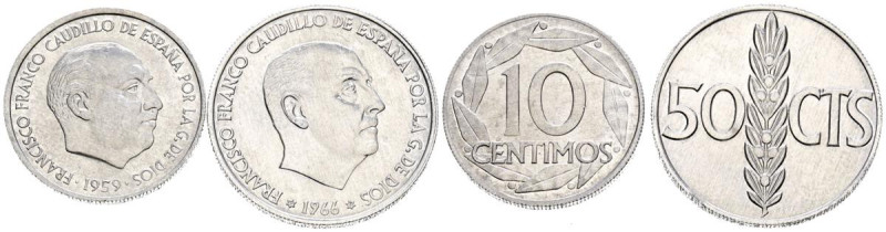 Conjunto de dos piezas de 10 Céntimos de 1966*70 y 5 Céntimos de 1959. A EXAMINA...